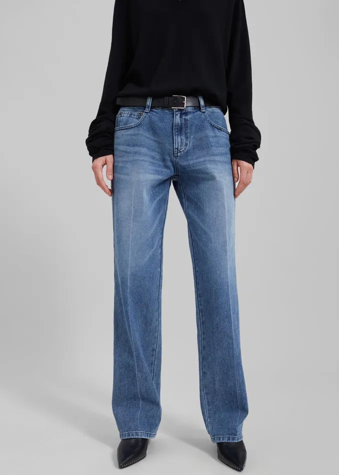 Women Bottoms The Frankie Shop Montrose Straight Leg Jeans 8211 Blue Wash
