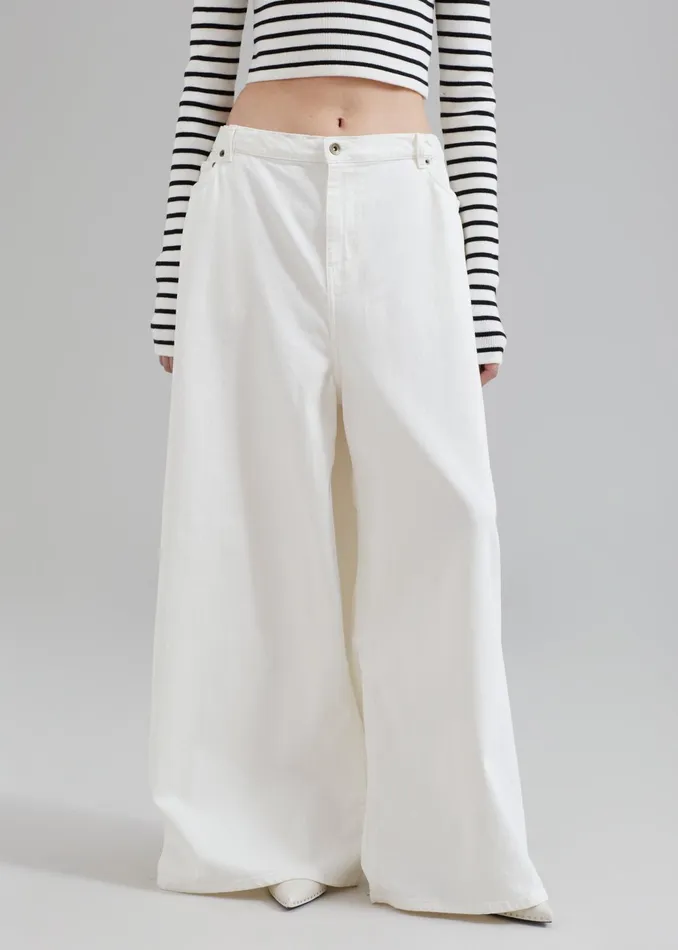 Women Bottoms The Frankie Shop Sasha Wide Leg Jeans 8211 Off White
