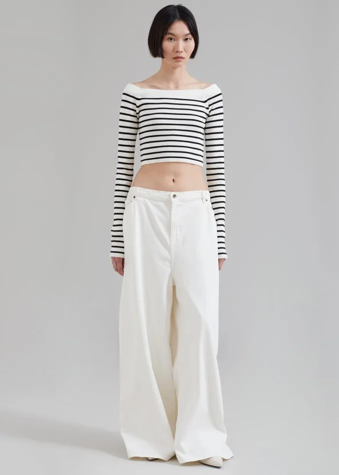 Women Bottoms The Frankie Shop Sasha Wide Leg Jeans 8211 Off White