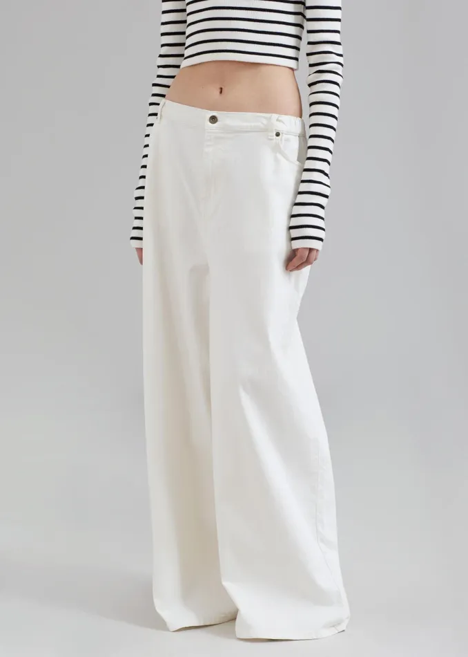 Women Bottoms The Frankie Shop Sasha Wide Leg Jeans 8211 Off White