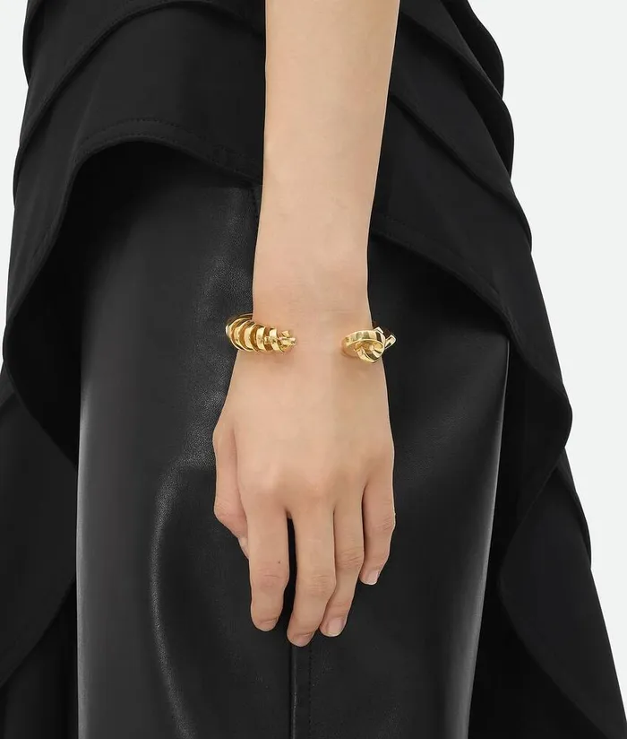 Women Bracelets Bottega Veneta Twist Cuff Bracelet Yellow Gold