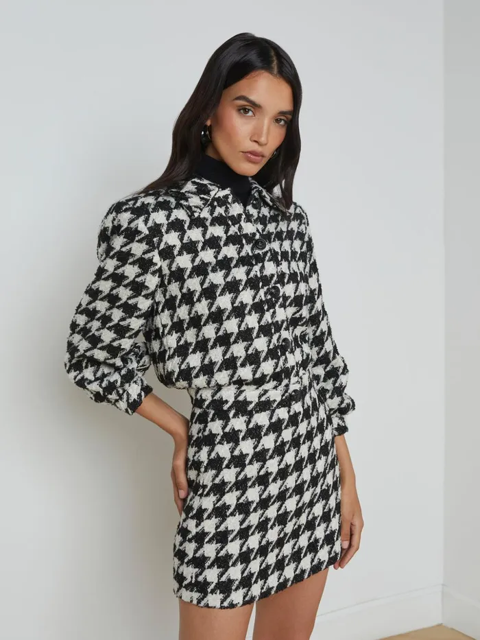 Women Bridges Houndstooth Jacket Ecrublackgold Houndstooth L039Agence Blazers and Jackets New