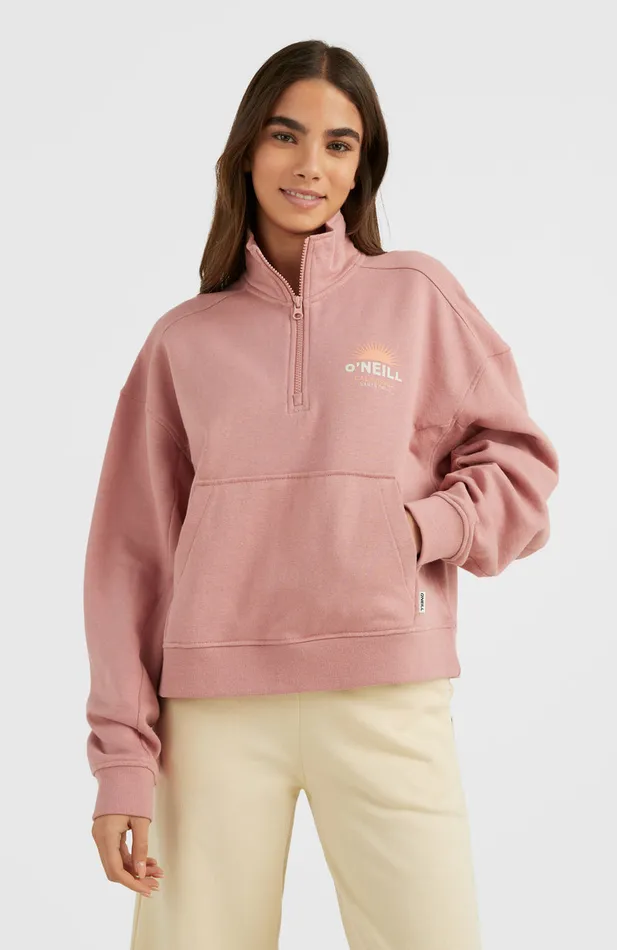 Women Bunji Half Zip Crew Sweatshirt Pink O039Neill Sweaters and Hoodies