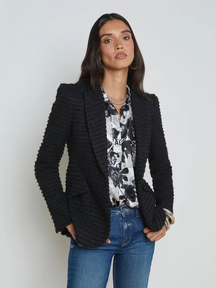 Women Chamberlain Tweed Blazer Black L039Agence Blazers and Jackets New