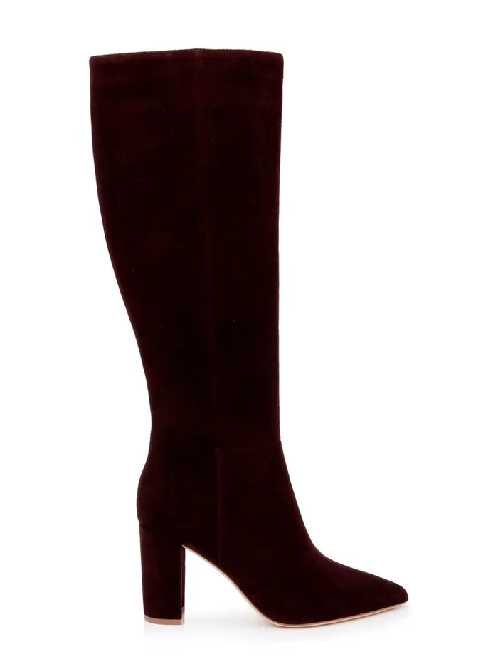 Women Christiane Knee High Boot Burgundy Chocolate Suede L039Agence Boots and Booties New Women Christiane Knee High Boot Burgundy Chocolate Suede L039Agence Boots and Booties New