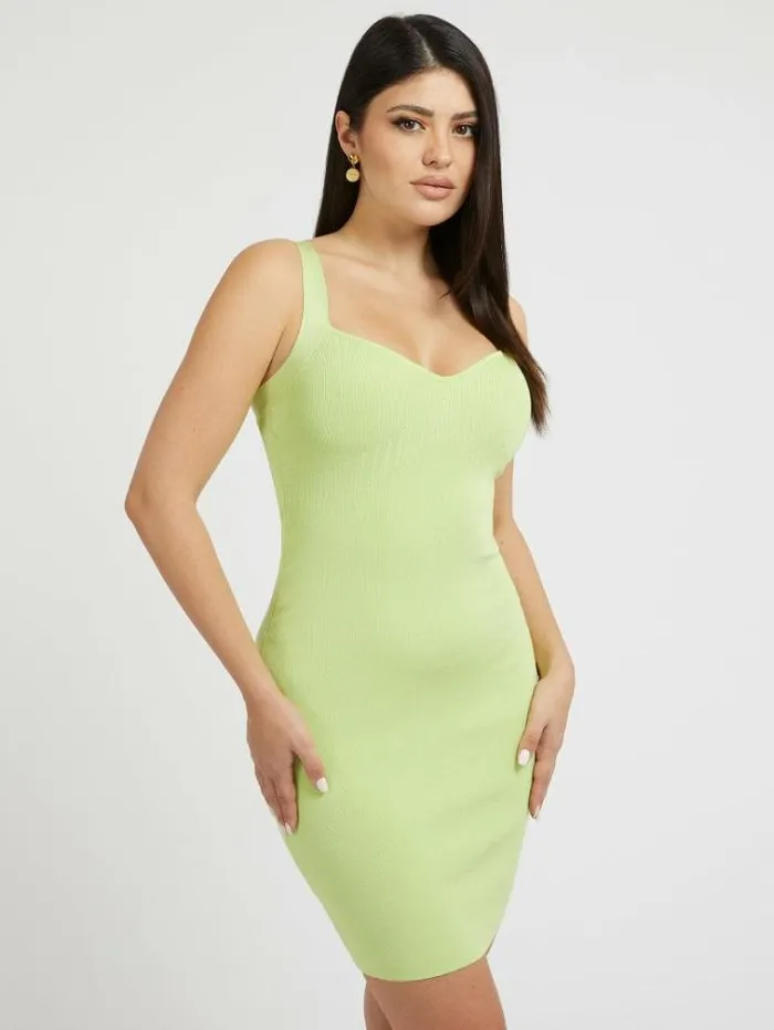 Women Closefitting Sweater Dress Fluorescent Green Guess Dresses And Jumpsuits
