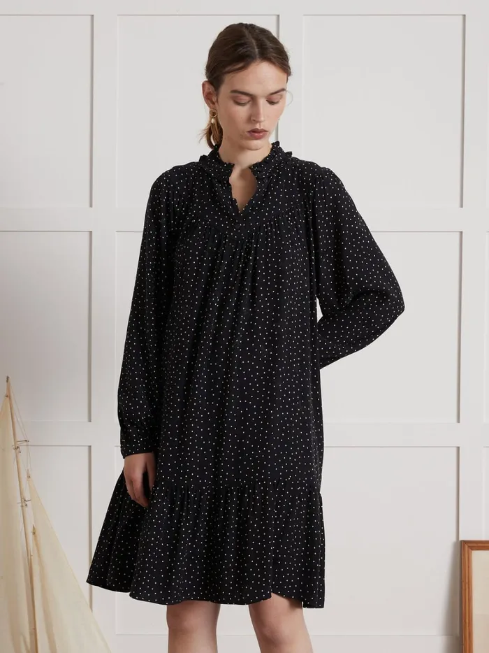 Women Clothing Cyrillus Short Confetti Print Dress Confetti Navy Noir