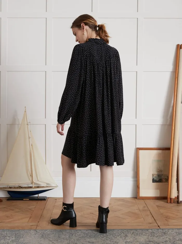 Women Clothing Cyrillus Short Confetti Print Dress Confetti Navy Noir