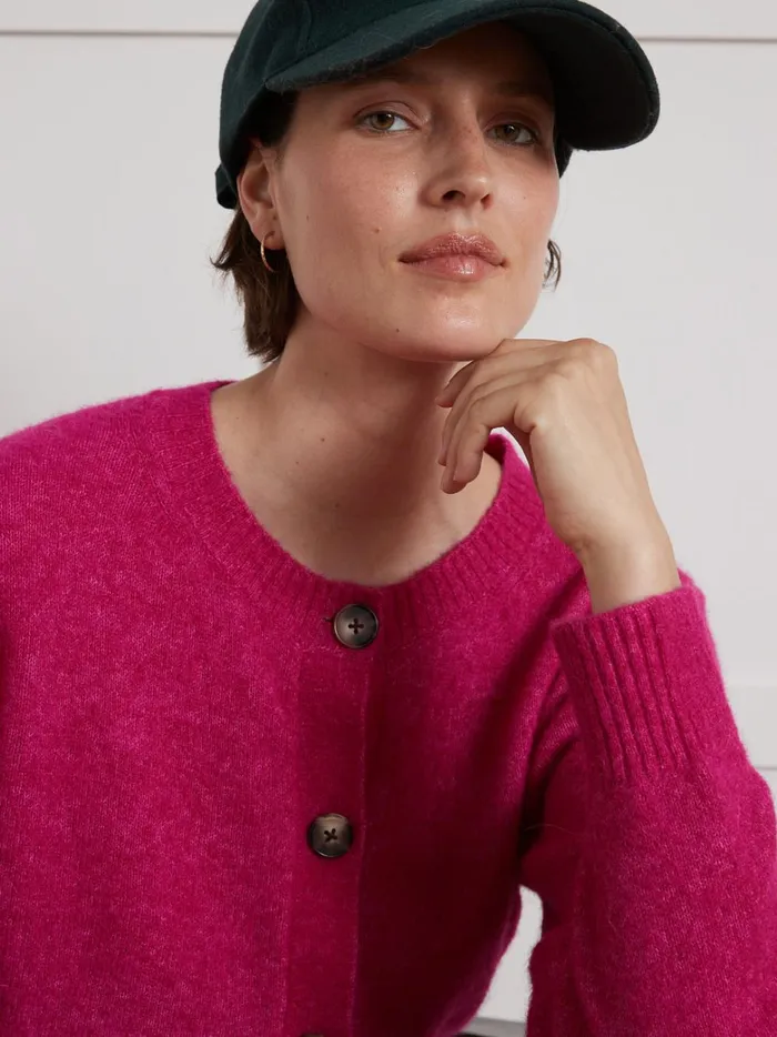 Women Clothing Cyrillus Wool An Alpaca Cardigan Rose