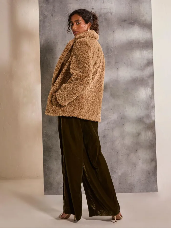 Women Coats and Jackets Fat Face Maggie Natural Short Teddy Coat