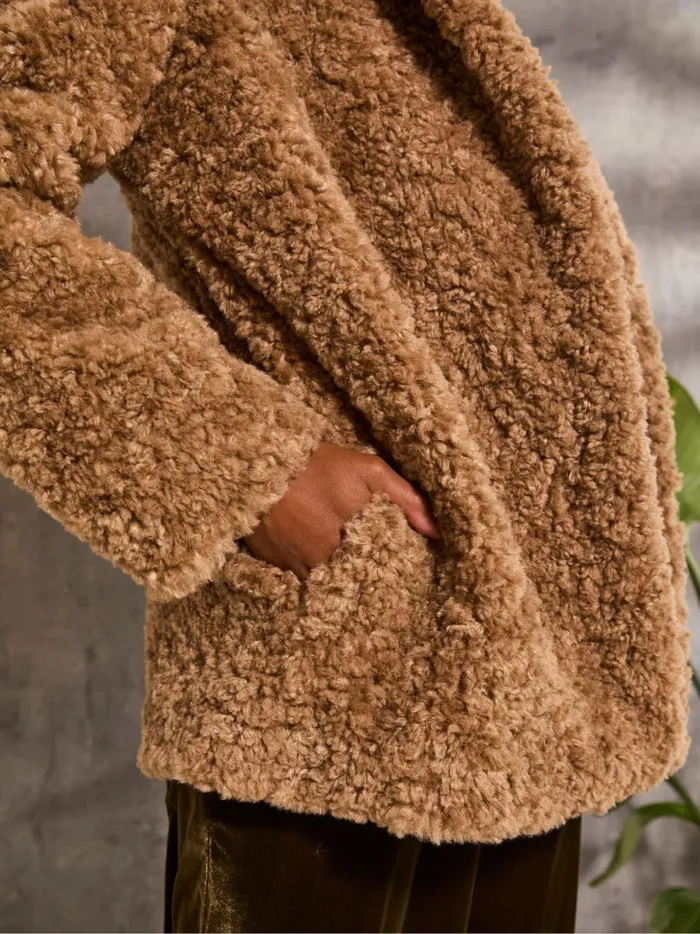 Women Coats and Jackets Fat Face Maggie Natural Short Teddy Coat