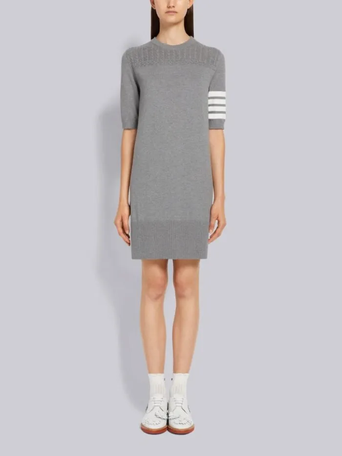 Women Cotton Hector Medallion 4bar Short Sleeve Mini Dress Light Grey Thom Browne Dresses Women Cotton Hector Medallion 4bar Short Sleeve Mini Dress Light Grey Thom Browne Dresses