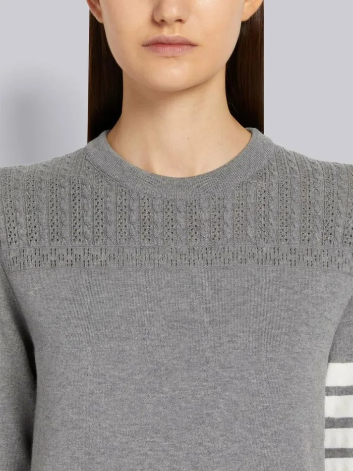 Women Cotton Hector Medallion 4bar Short Sleeve Mini Dress Light Grey Thom Browne Dresses