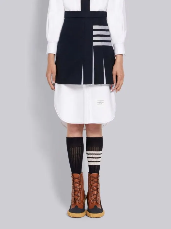 Women Cotton Twill Oxford Pleat Engineered 4bar Half Pleated Micro Mini Skirt Navy Thom Browne Skirts Women Cotton Twill Oxford Pleat Engineered 4bar Half Pleated Micro Mini Skirt Navy Thom Browne Skirts