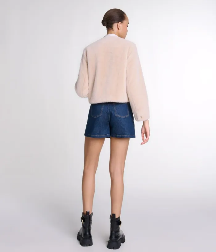 Women Cropped Faux Fur Jacket Maje Blazers and Jackets