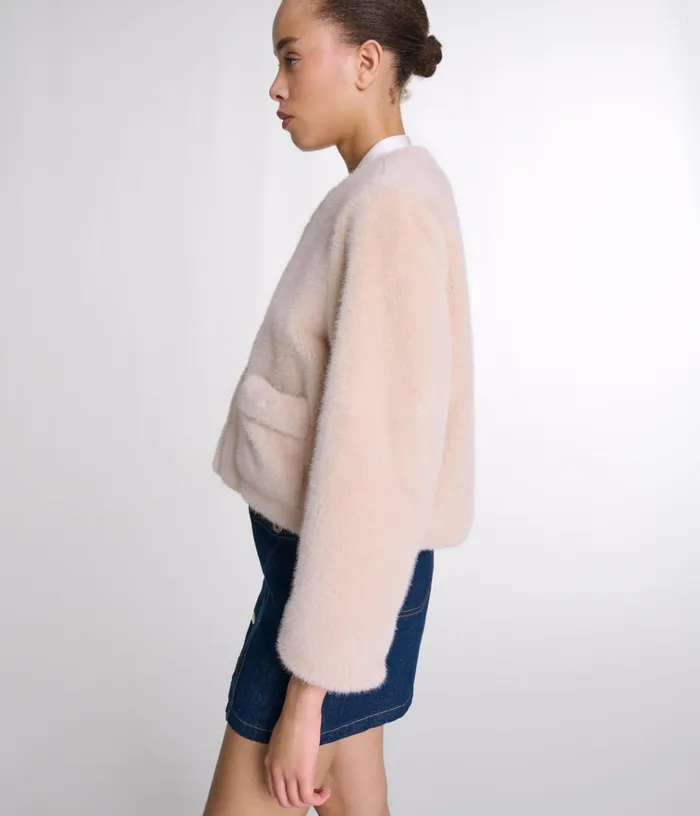 Women Cropped Faux Fur Jacket Maje Blazers and Jackets