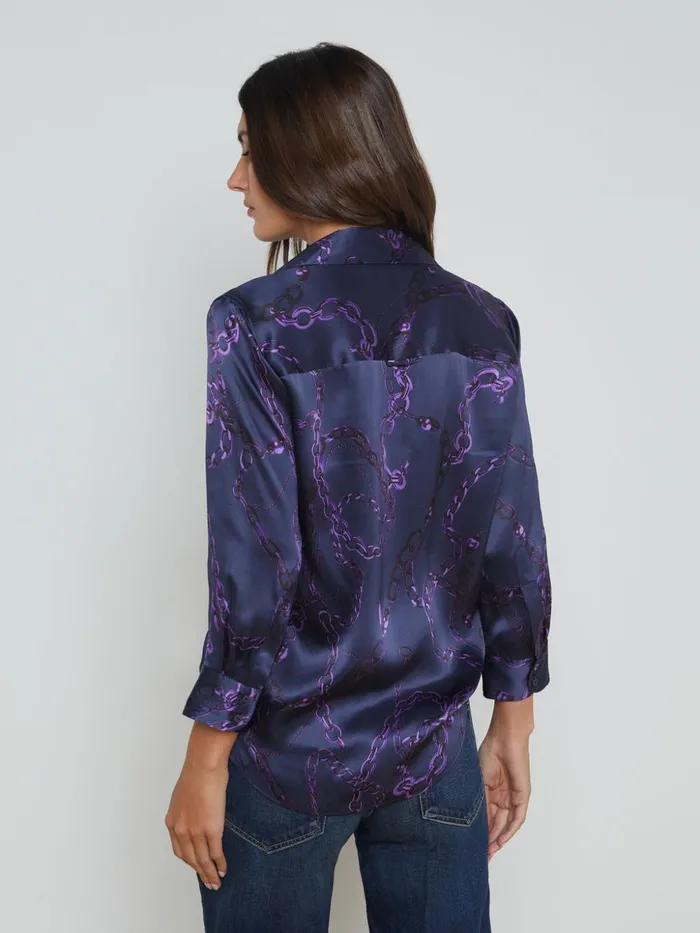 Women Dani Silk Blouse Midnightpurple Sketch Chain L039Agence Blouses and Tops