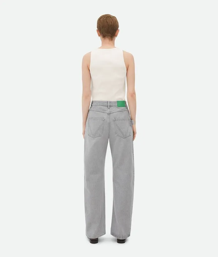 Women Denim Bottega Veneta Light Grey Washed Rounded Leg Denim Light Grey
