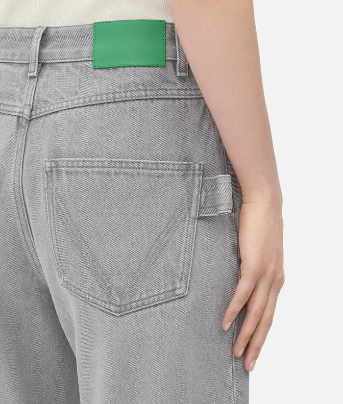 Women Denim Bottega Veneta Light Grey Washed Rounded Leg Denim Light Grey