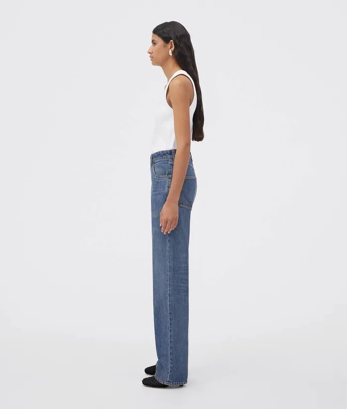 Women Denim Bottega Veneta Medium Washed High Rise Straight Denim Original Medium Wash Indigo