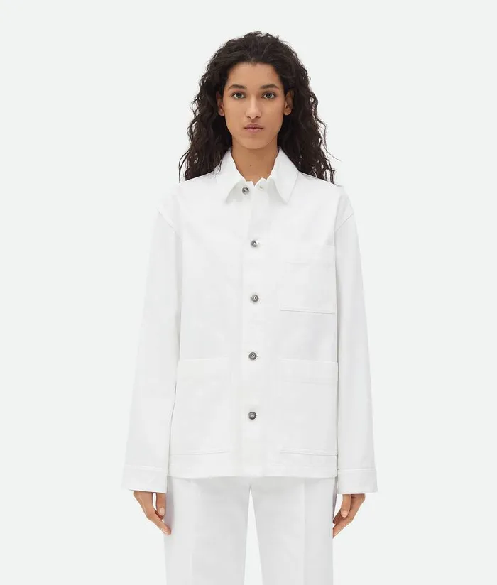 Women Denim Bottega Veneta White Denim Jacket White