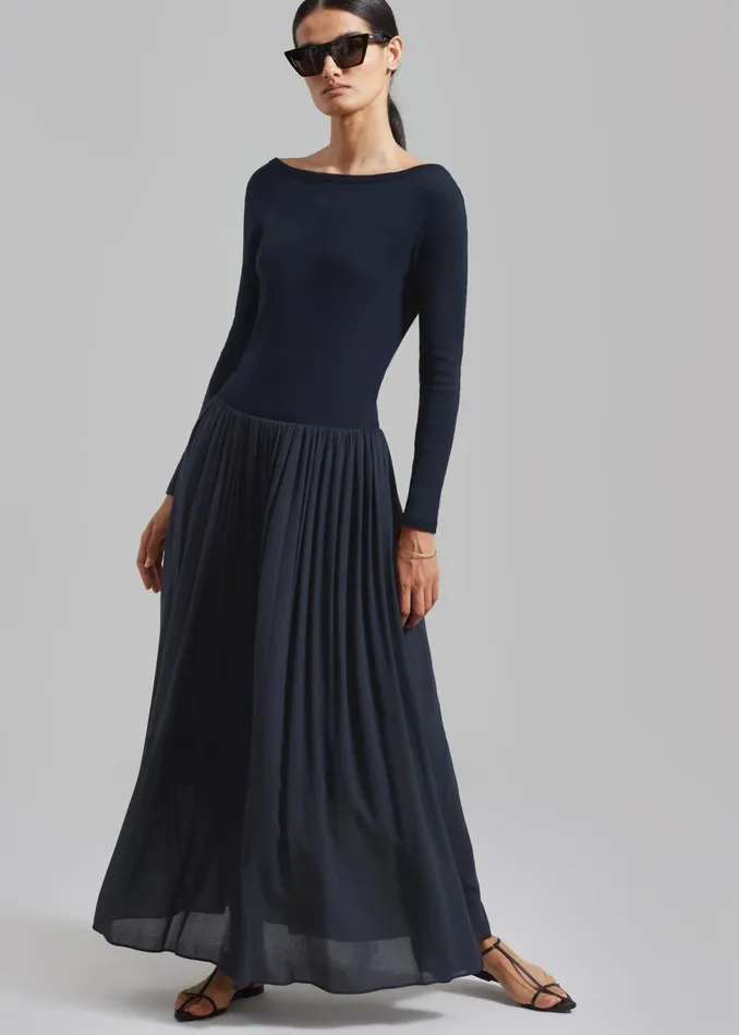 Women Dresses The Frankie Shop Odette Gathered Skirt Maxi Dress 8211 Navy