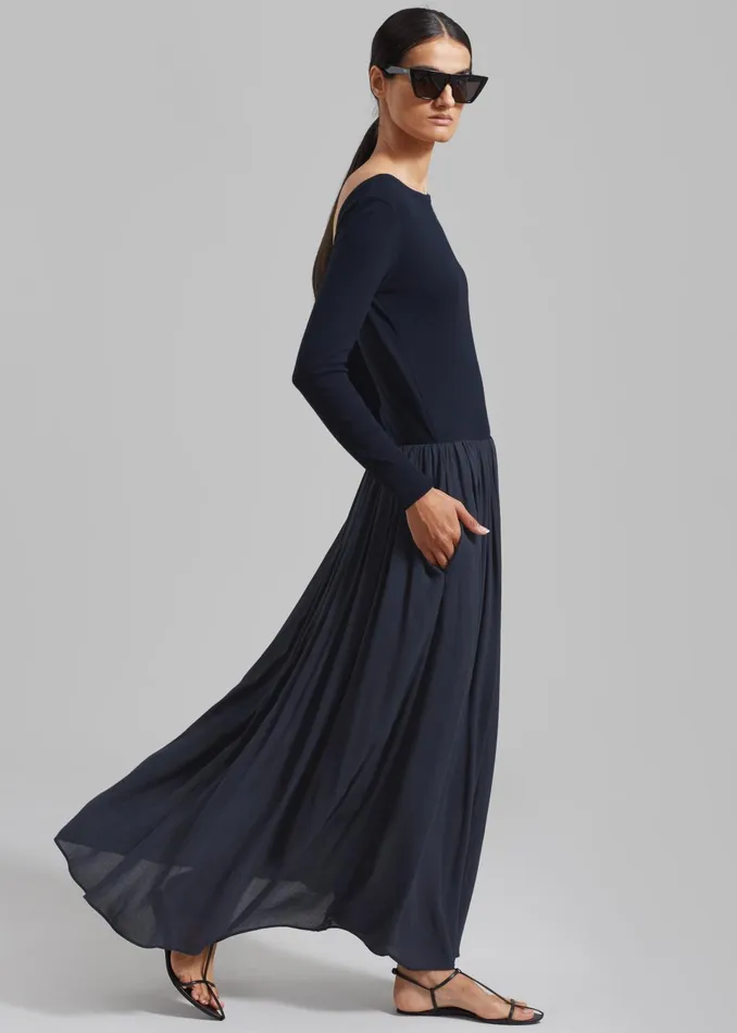 Women Dresses The Frankie Shop Odette Gathered Skirt Maxi Dress 8211 Navy