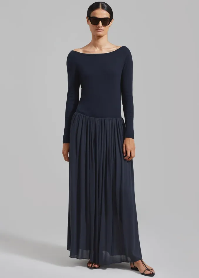 Women Dresses The Frankie Shop Odette Gathered Skirt Maxi Dress 8211 Navy