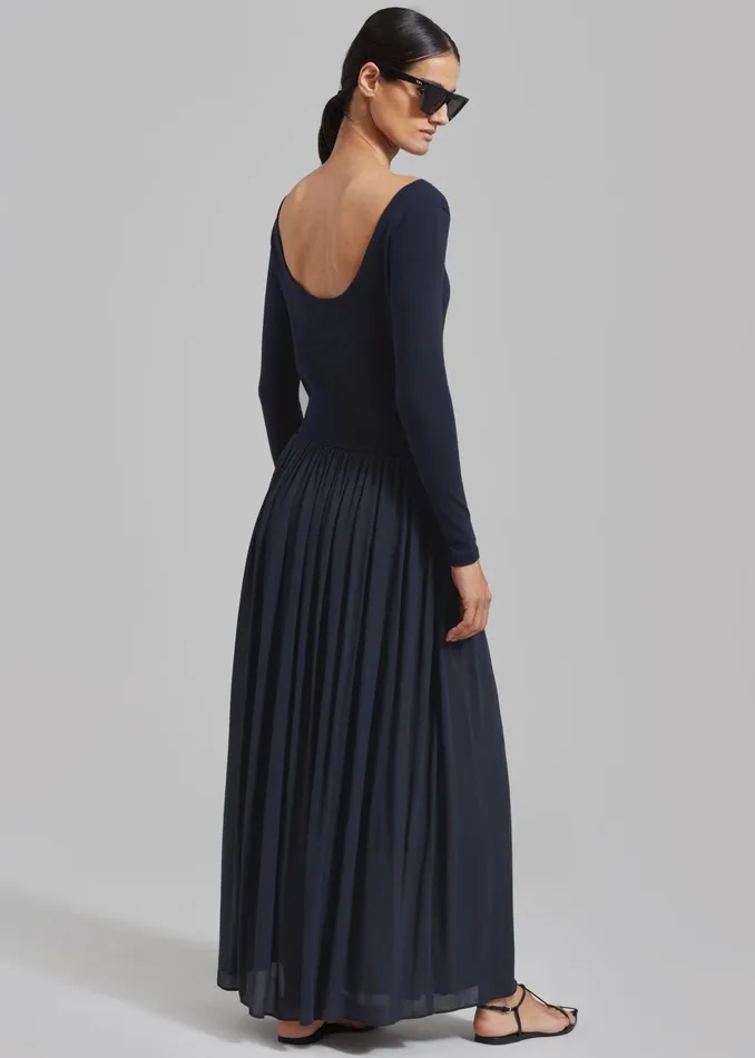 Women Dresses The Frankie Shop Odette Gathered Skirt Maxi Dress 8211 Navy