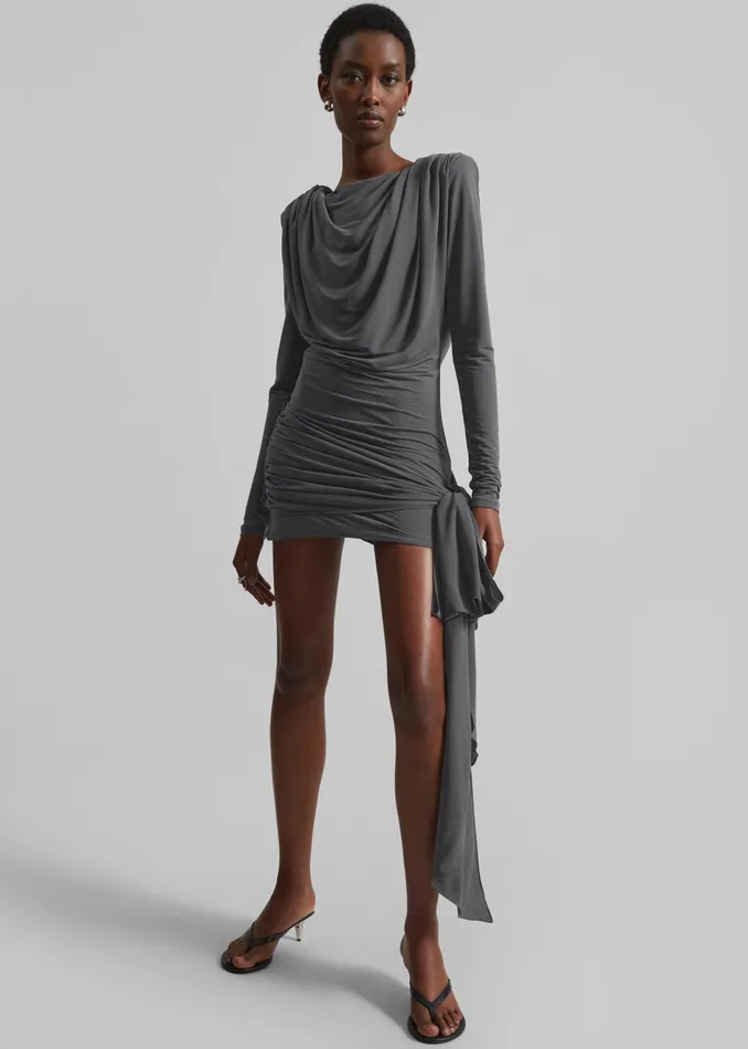 Women Dresses The Frankie Shop Rotate Mini Waterfall Dress 8211 Gray