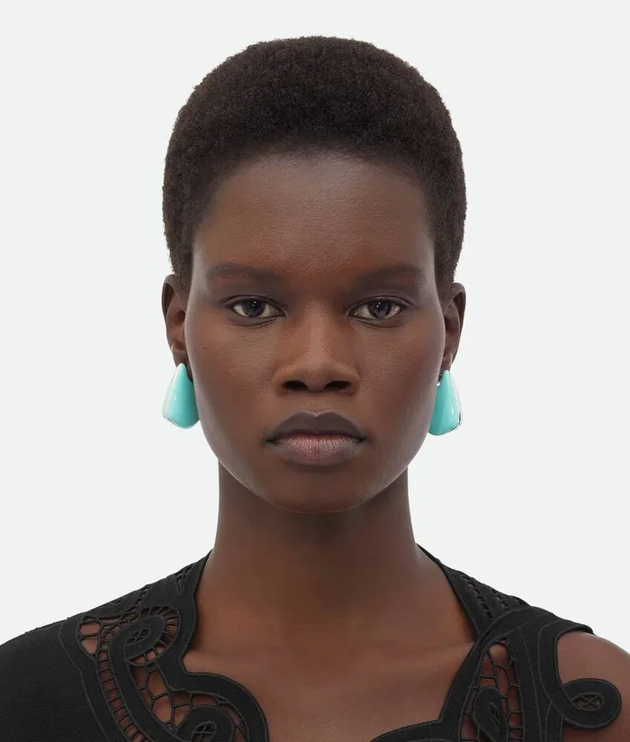 Women Earrings Bottega Veneta Small Fin Earrings Green Oasis