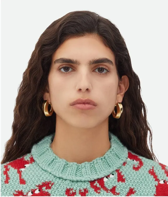Women Earrings Bottega Veneta Twist Hoop Earrings Yellow Gold