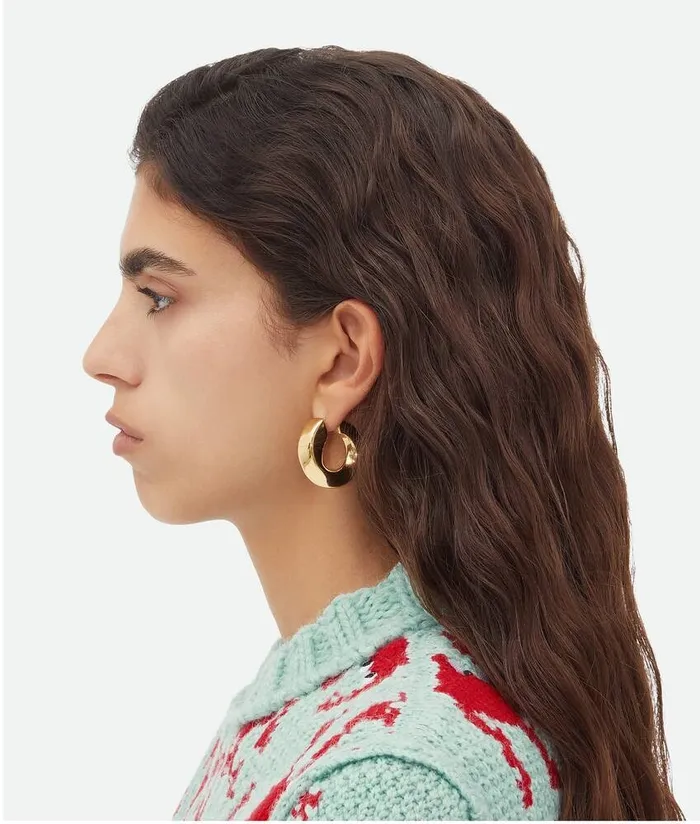Women Earrings Bottega Veneta Twist Hoop Earrings Yellow Gold