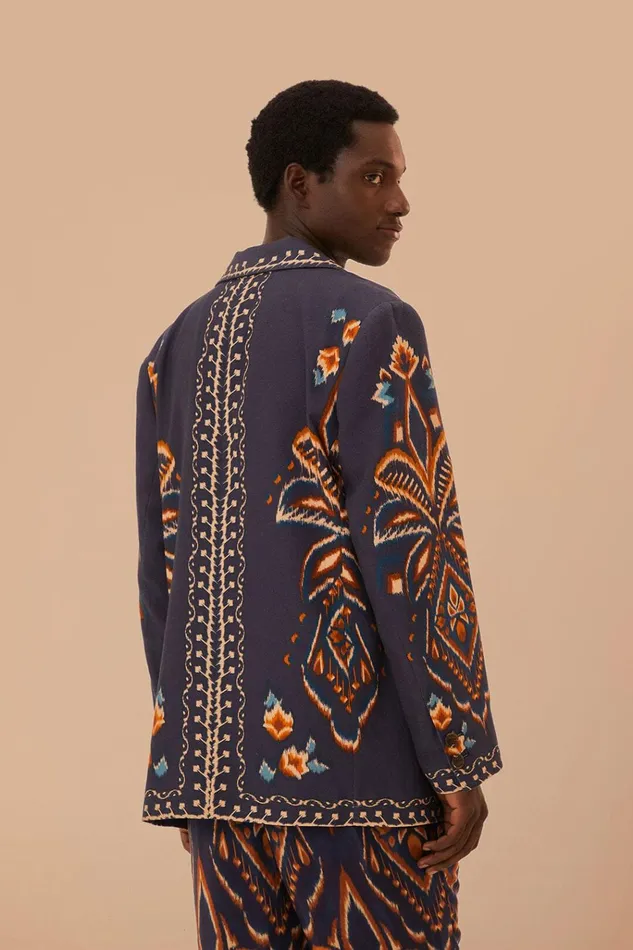 Women Farm Rio Blazers Blue Pineapple Ikat Blazer