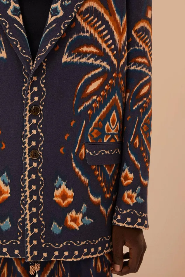 Women Farm Rio Blazers Blue Pineapple Ikat Blazer