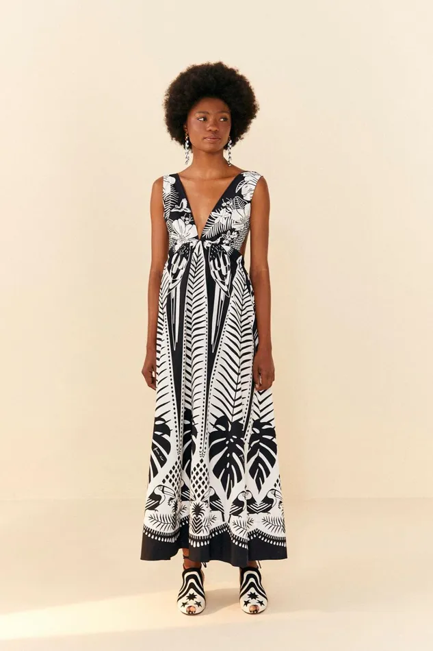 Women Farm Rio Maxi Dresses Black Macaw Elegance Maxi Dress