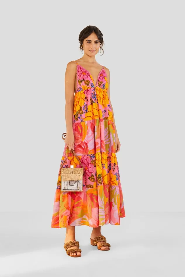 Women Farm Rio Maxi Dresses Mixed Pink Prints Maxi Dress