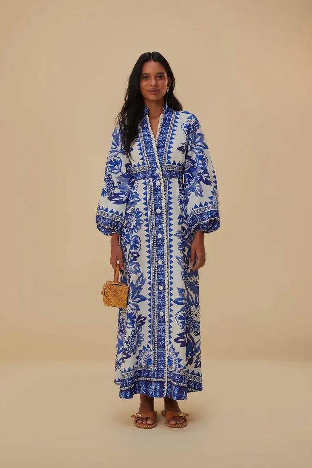 Women Farm Rio Maxi Dresses OffWhite Flora Tapestry Lenzing Ecovero Euroflax Maxi Dress