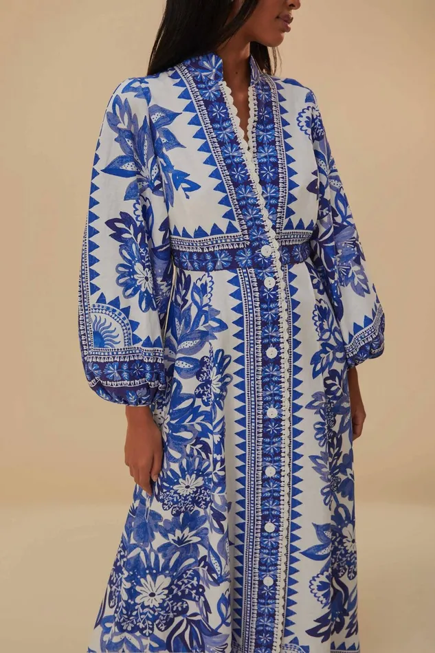 Women Farm Rio Maxi Dresses OffWhite Flora Tapestry Lenzing Ecovero Euroflax Maxi Dress