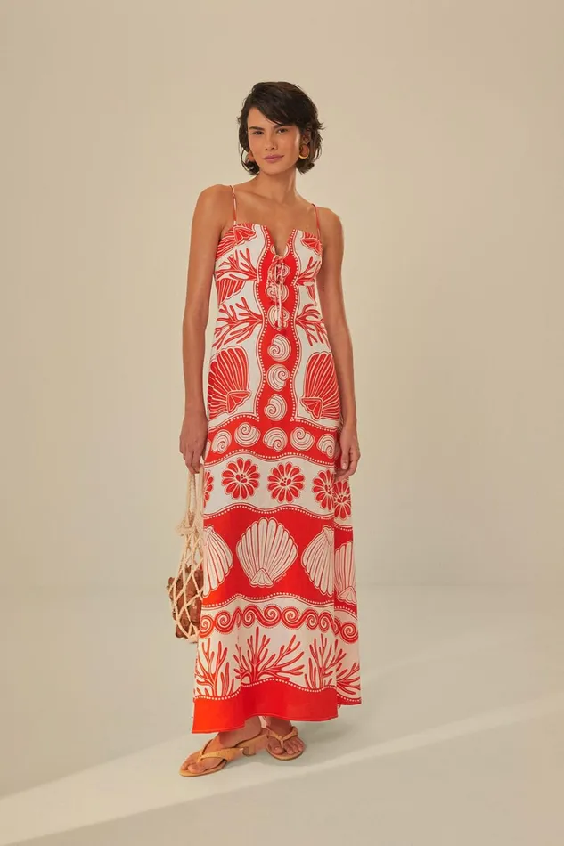 Women Farm Rio Maxi Dresses White Ainika Shell Lenzing Ecovero Euroflax Maxi Dress
