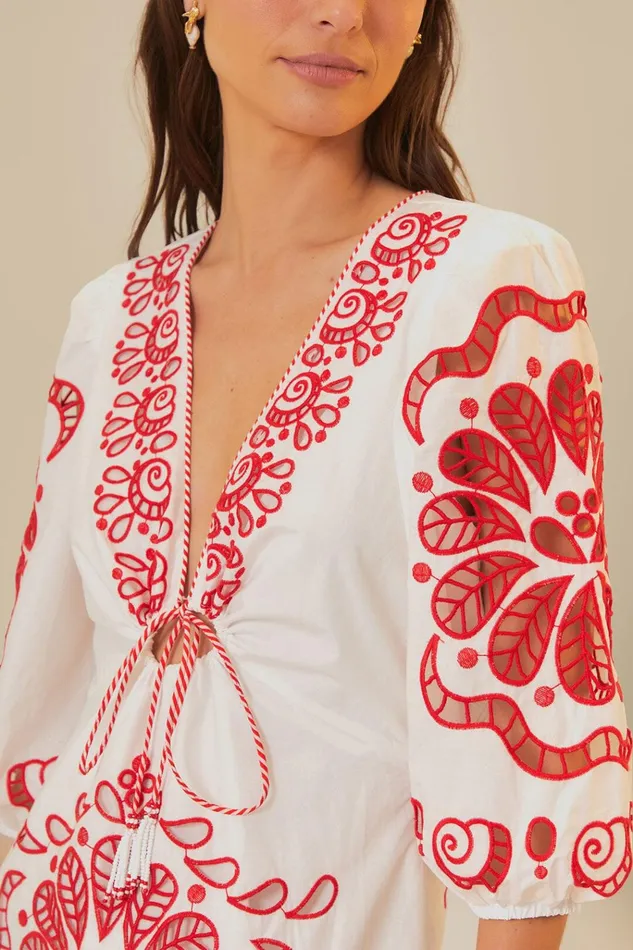 Women Farm Rio Maxi Dresses White Richelieu V Neck Maxi Dress
