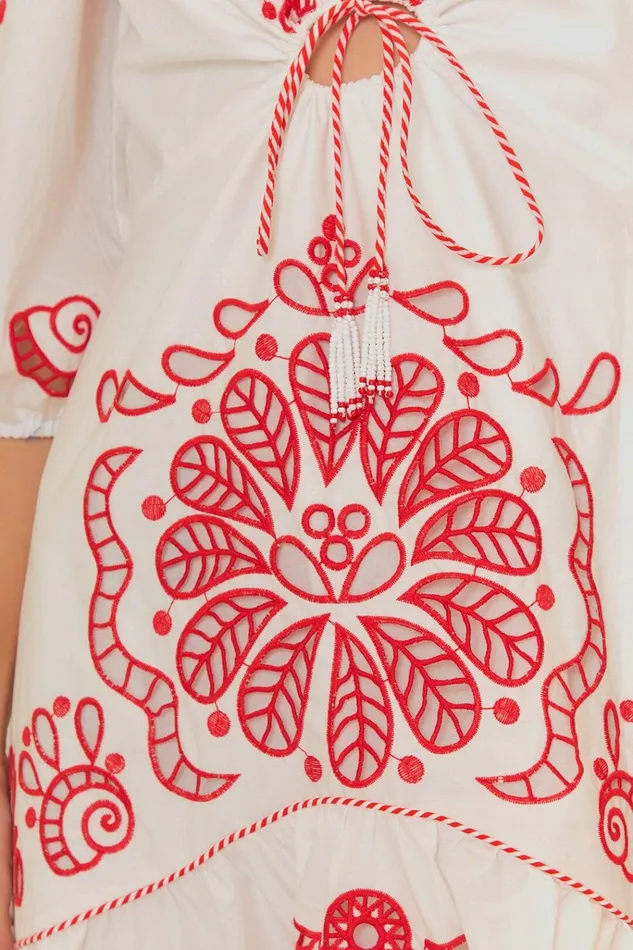 Women Farm Rio Maxi Dresses White Richelieu V Neck Maxi Dress