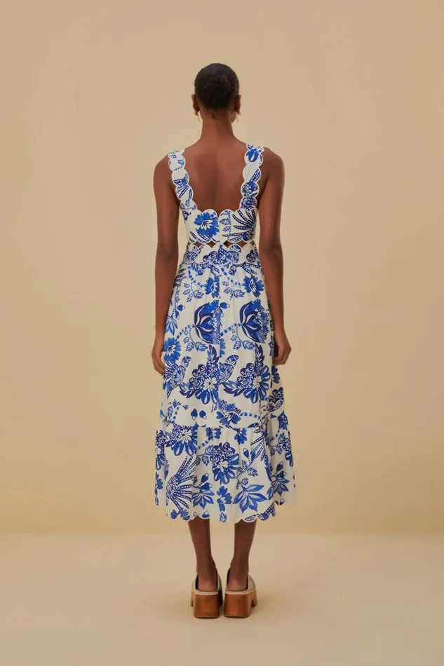 Women Farm Rio Midi Dresses OffWhite Flowerful Birds Lenzing Ecovero Euroflax Midi Dress