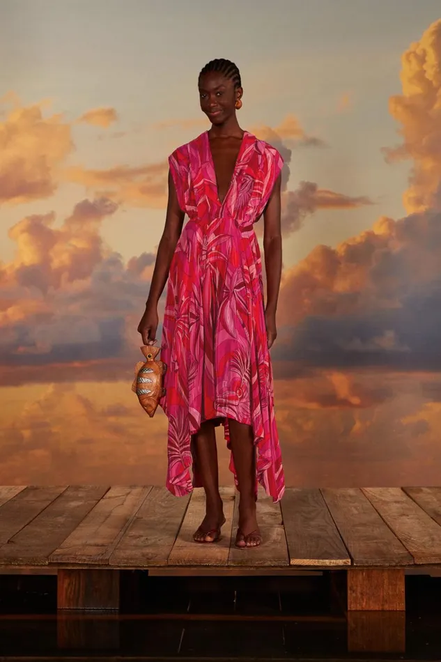 Women Farm Rio Midi Dresses Red Endless Summer V Neck Midi Dress
