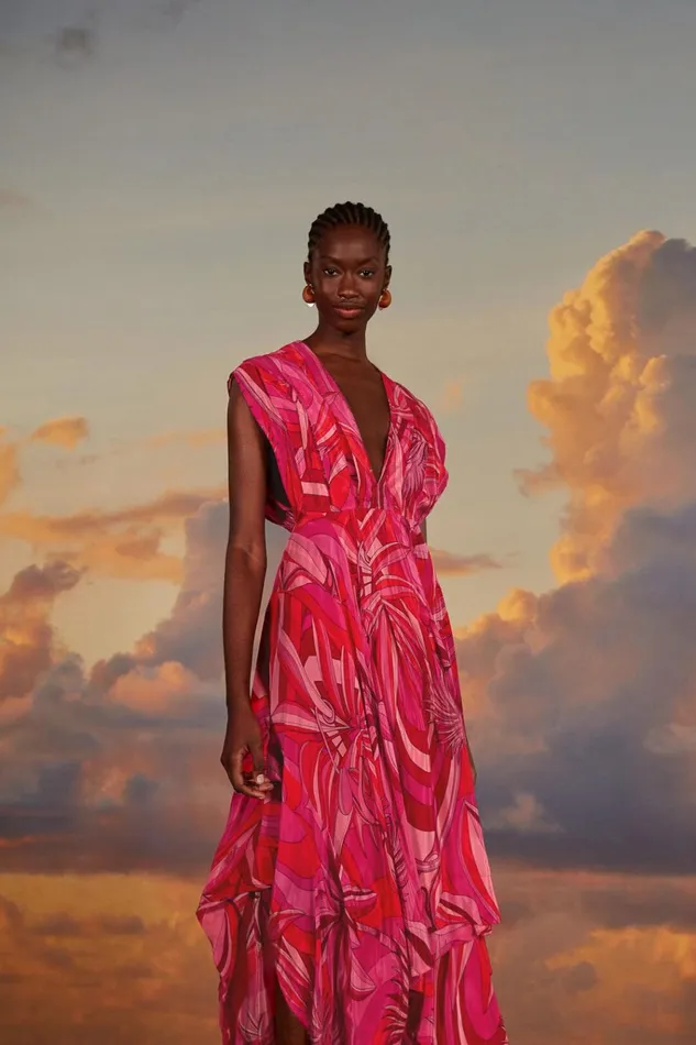 Women Farm Rio Midi Dresses Red Endless Summer V Neck Midi Dress
