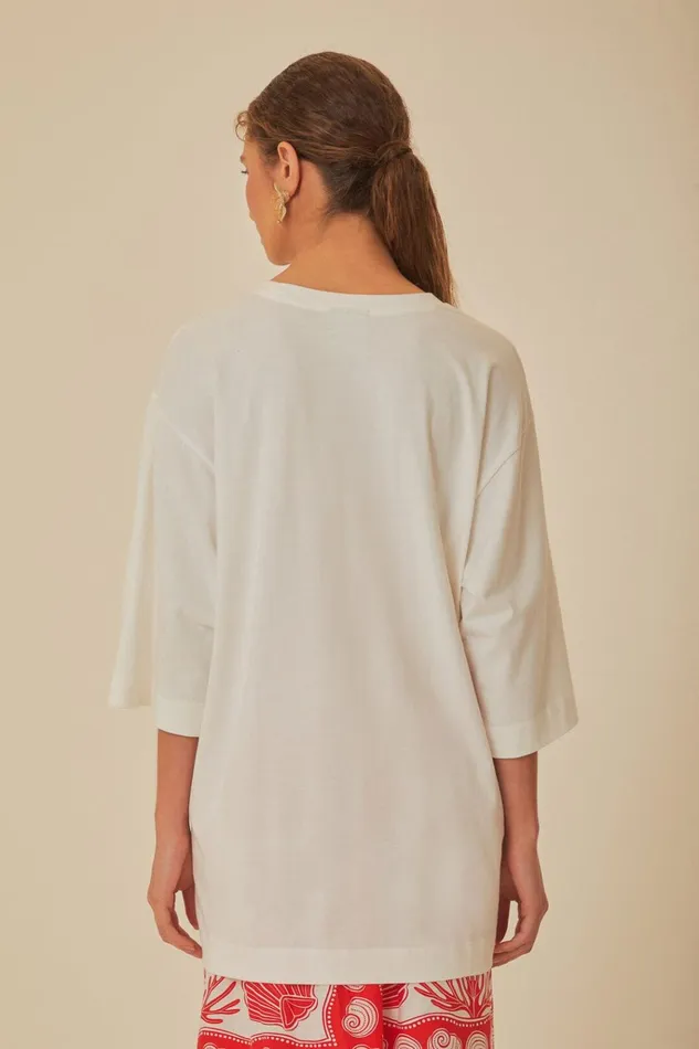 Women Farm Rio TShirts White Tropical Colors Organic Cotton Oversized TShirt