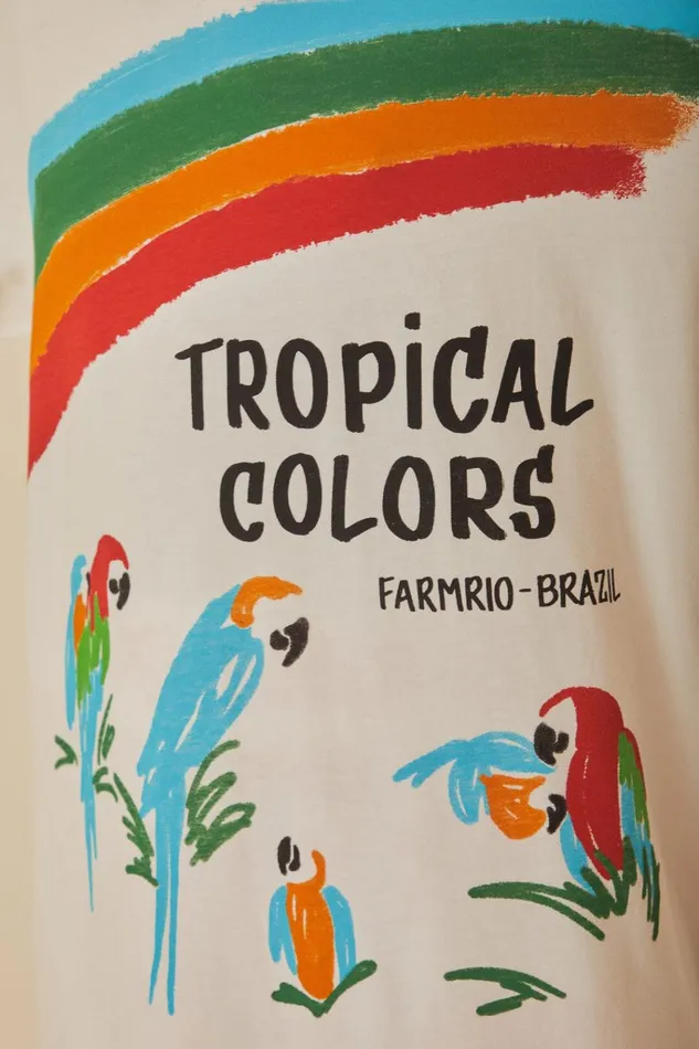 Women Farm Rio TShirts White Tropical Colors Organic Cotton Oversized TShirt