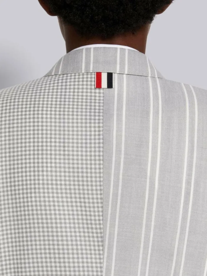 Women Funmix Hopsack Twist Yarn Suiting Half Lined Classic Sport Coat Medium Grey Thom Browne Jackets