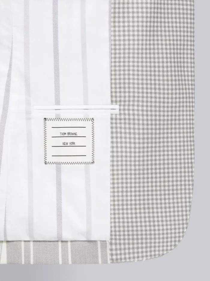Women Funmix Hopsack Twist Yarn Suiting Half Lined Classic Sport Coat Medium Grey Thom Browne Jackets