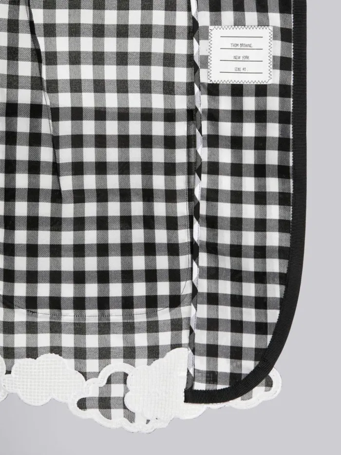 Women Gingham Check Double Organdy Broderie Anglaise Unconstructed Oversized Sack Jacket Black And White Thom Browne Jackets